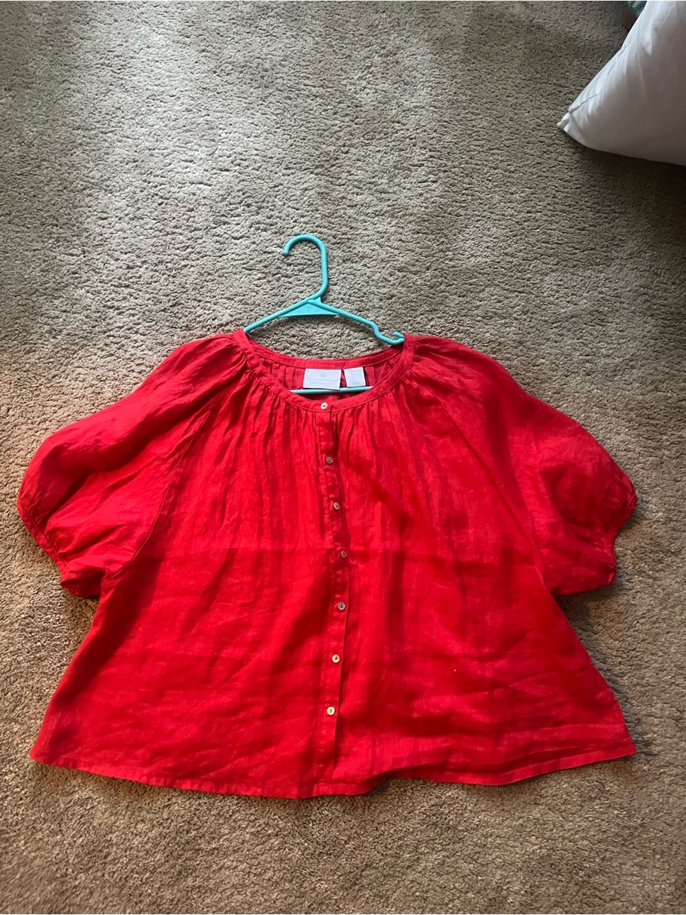 Cynthia Rowley Girls' Bright Red Button-Front Peasant Blouse